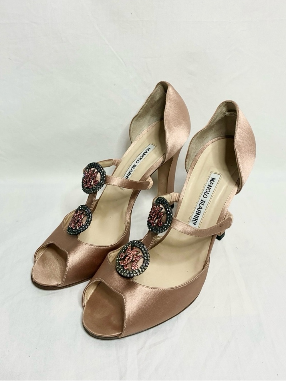 Manolo Blahnik Jewelled Satin Pumps